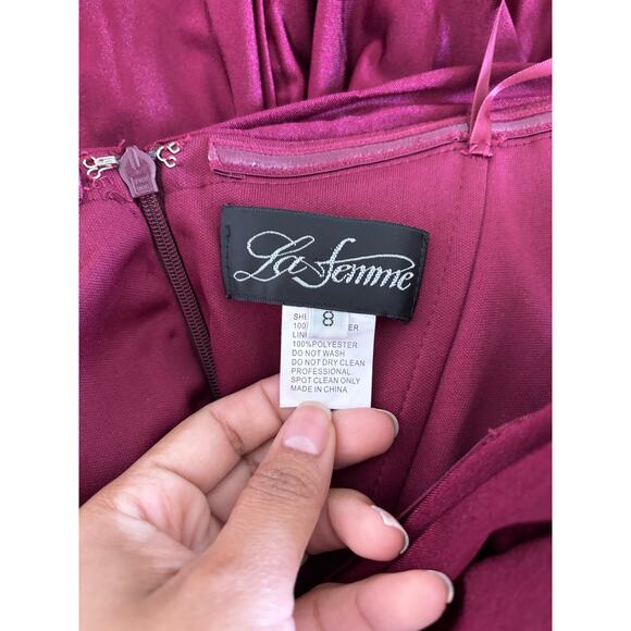 La Femme No 28450 Off the Shoulder Evening Gown Dress Size 8 Ruched Prom NWT - Picture 12 of 15